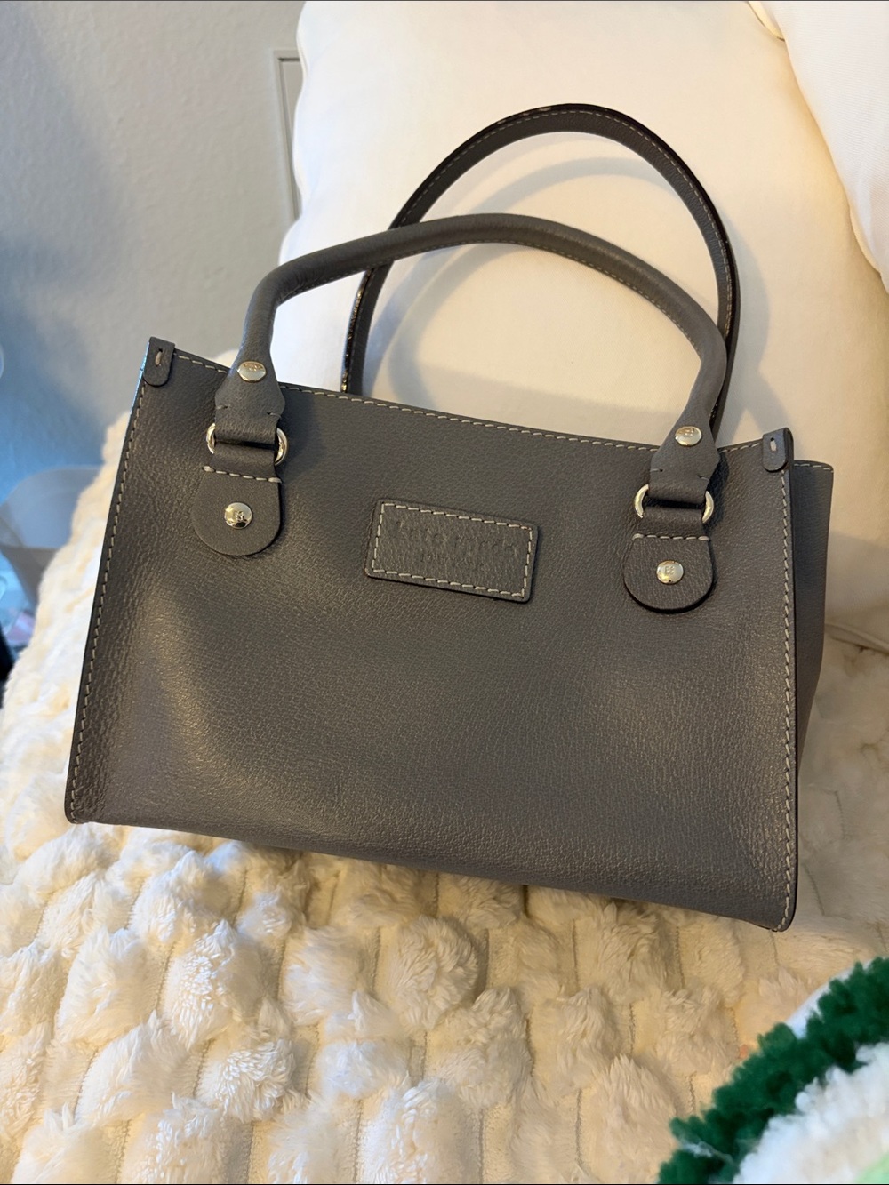 kate spade Gray Leather Top-Handle Satchel